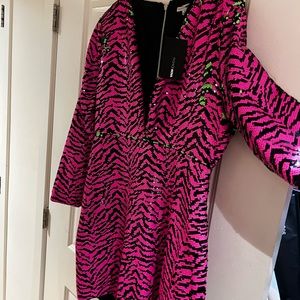 Fashion Nova pink/green sequin dress